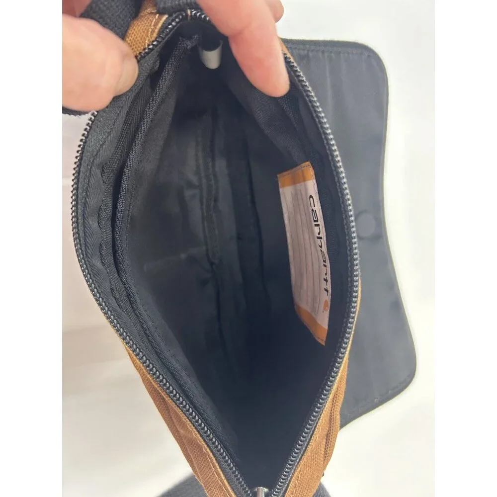 Carhartt Brown Canvas Crossbody Belt Bag Horizontal Waist Magnetic Closure